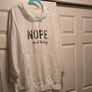 White Hoodie with 'NOPE. not today' Print